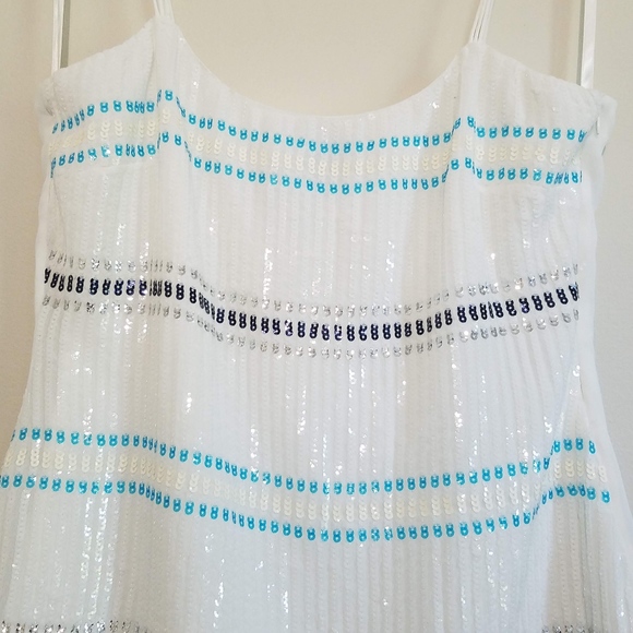 WHBM White Tank with Sequined Front - Picture 4 of 6